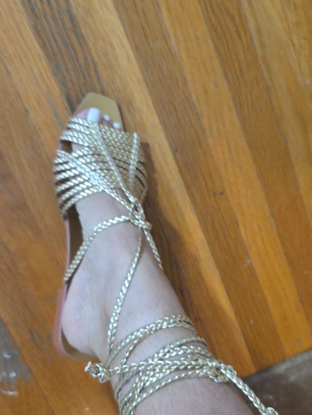 Gold Braided Lace-Up Sandals Women’s Size 8